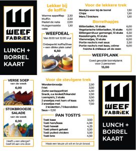 Lunch en maaltijdenkaart Weeffabriek